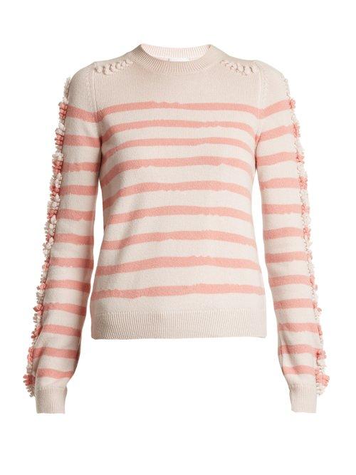 Matchesfashion.com Barrie - Stripe Loop Stitch Knit Cashmere Sweater - Womens - Pink Stripe