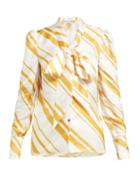 Matchesfashion.com Racil - Agata Tie Neck Blouse - Womens - Yellow White