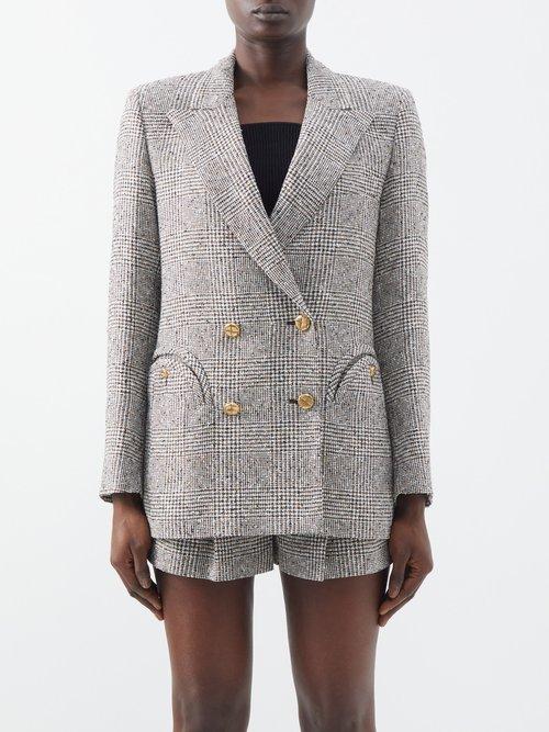 Blaz Milano - Hey Babe Prince Of Wales-check Blazer - Womens - White Black