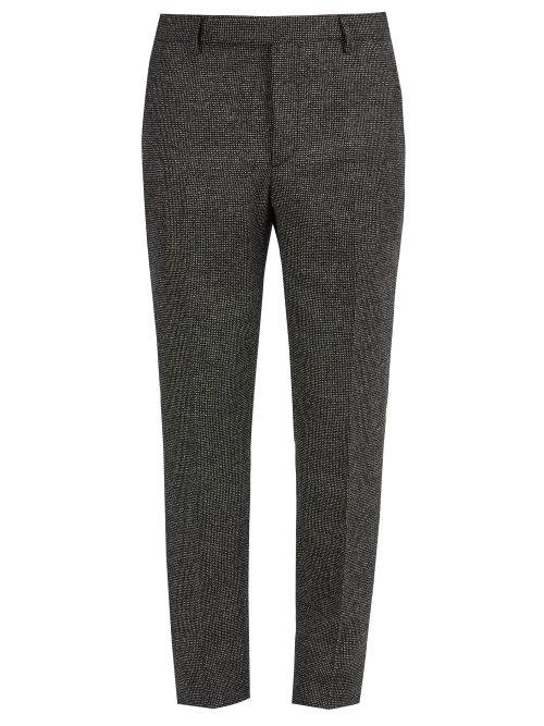 Matchesfashion.com Saint Laurent - Slim Leg Checked Wool Trousers - Mens - Grey