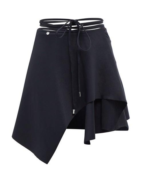 The Attico - Asymmetric Jersey Wrap Skirt - Womens - Black