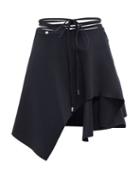 The Attico - Asymmetric Jersey Wrap Skirt - Womens - Black