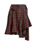 Junya Watanabe Tartan-checked Ruffled-hem Wool Skirt