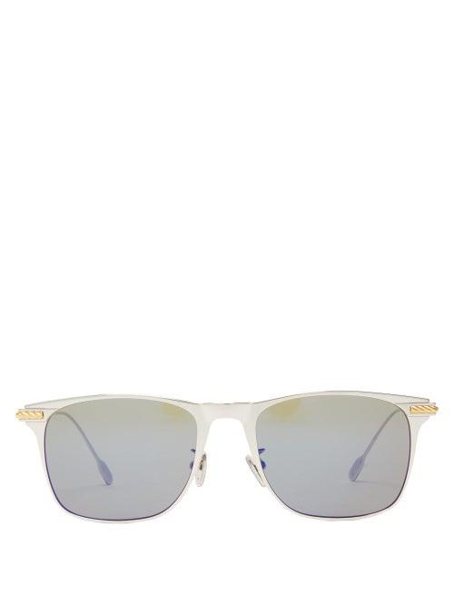 Matchesfashion.com Fred Eyewear - Force 10 Rectangular Titanium Sunglasses - Mens - Silver