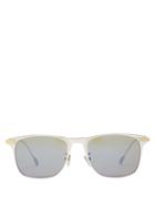 Matchesfashion.com Fred Eyewear - Force 10 Rectangular Titanium Sunglasses - Mens - Silver