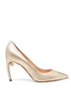 Matchesfashion.com Nicholas Kirkwood - Mira Pearl Heeled Leather Pumps - Womens - Gold