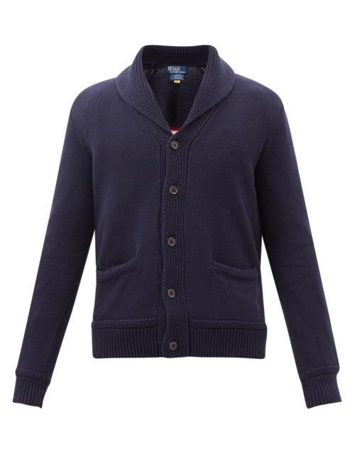 Polo Ralph Lauren - Flag-jacquard Shawl-collar Cotton Cardigan - Mens - Navy
