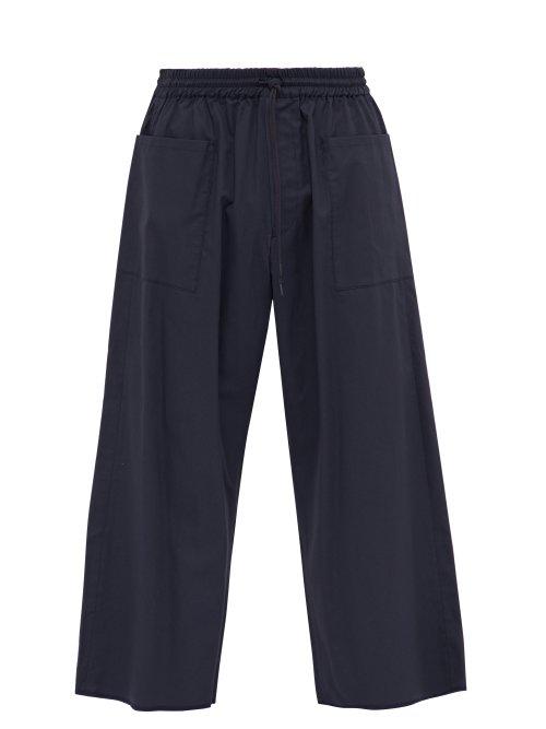 Matchesfashion.com Kuro - Wide Leg Cotton Twill Trousers - Mens - Navy