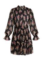 Matchesfashion.com Rebecca Taylor - Bouquet Floral Print Silk Blend Mini Dress - Womens - Black Print