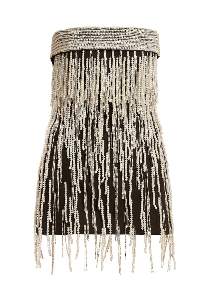 Attico Pearl And Crystal Satin Mini Dress