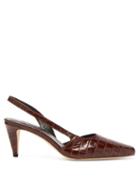 Matchesfashion.com By Far - Lauren Crocodile Effect Leather Slingback Pumps - Womens - Brown