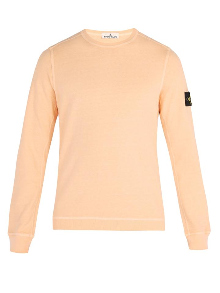 Stone Island Logo-patch Slub Cotton-jersey Sweatshirt