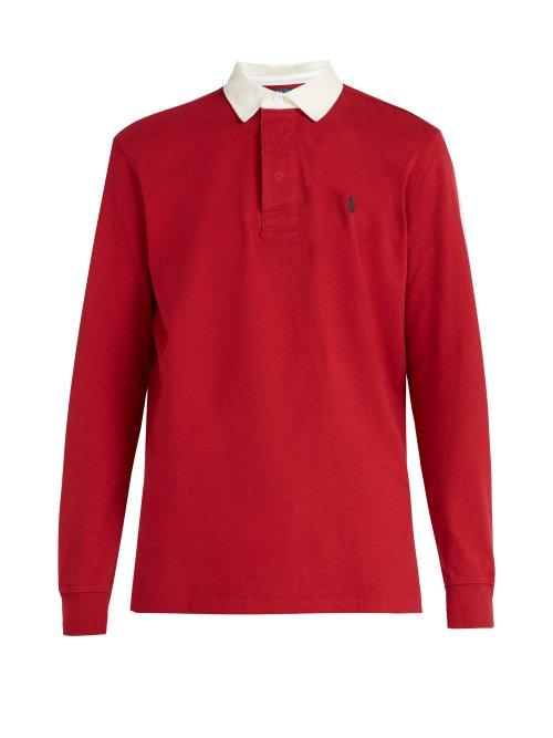 Matchesfashion.com Polo Ralph Lauren - Logo Embroidered Cotton Rugby Shirt - Mens - Red