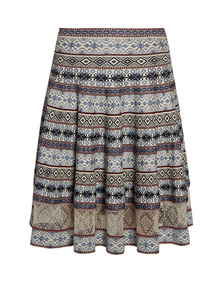 Alexander Mcqueen Fair Isle-jacquard Fluted Skirt