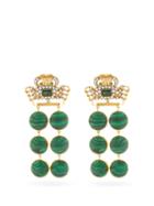 Matchesfashion.com Begum Khan - Il Granchio Barbados 24kt Gold-plated Earrings - Womens - Emerald