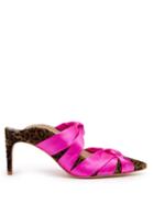Matchesfashion.com Sophia Webster - Violette Leopard Appliqu Mules - Womens - Pink Multi