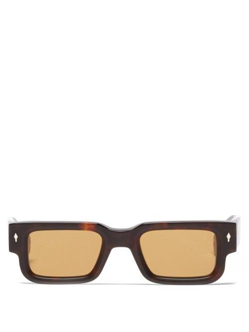 Matchesfashion.com Jacques Marie Mage - Ascari Rectangle Tortoiseshell Acetate Sunglasses - Womens - Tortoiseshell