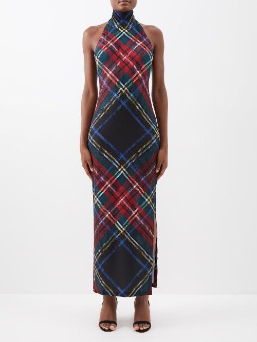 Norma Kamali - Halterneck Stretch-jersey Dress - Womens - Red Multi