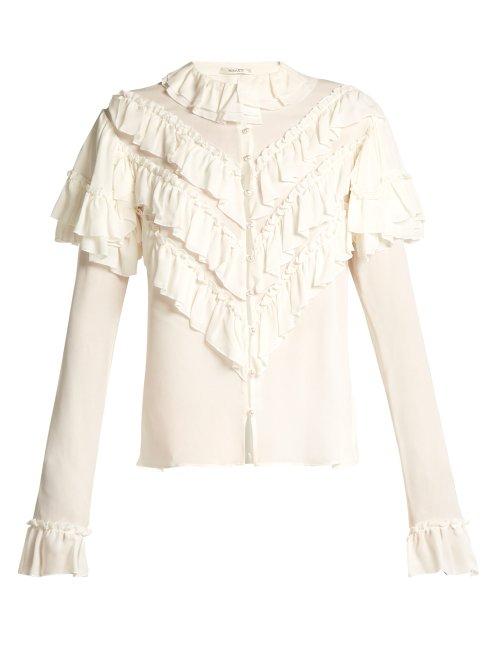 Matchesfashion.com Rodarte - Ruffled Silk Blouse - Womens - Ivory