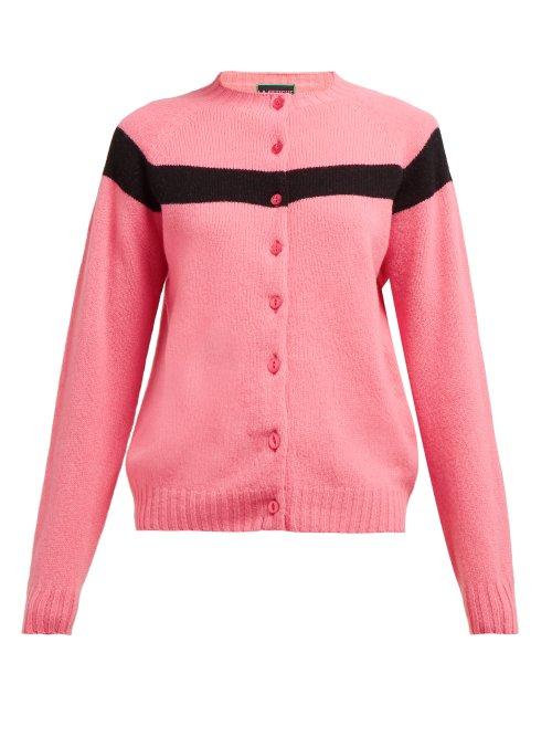 Matchesfashion.com La Fetiche - Nancy Stripe Intarsia Wool Cardigan - Womens - Pink