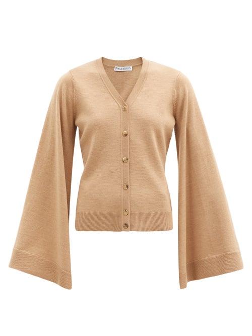 Matchesfashion.com Jw Anderson - Wing-sleeve Merino Wool Cardigan - Womens - Light Beige