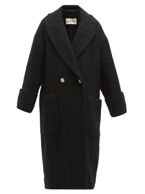 Matchesfashion.com Alexandre Vauthier - Double Breasted Wool Blend Tweed Coat - Womens - Black
