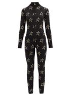 Matchesfashion.com Perfect Moment - Floro Star-intarsia Wool-blend Jumpsuit - Womens - Black Print