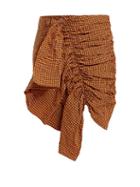 Matchesfashion.com Marques'almeida - Ruched Gingham Taffeta Skirt - Womens - Orange Multi