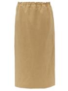 Matchesfashion.com Raey - Elasticated Waist Silk Blend Midi Skirt - Womens - Tan