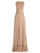 Ryan Roche Ruffled-hem Cashmere Crochet-knit Maxi Dress