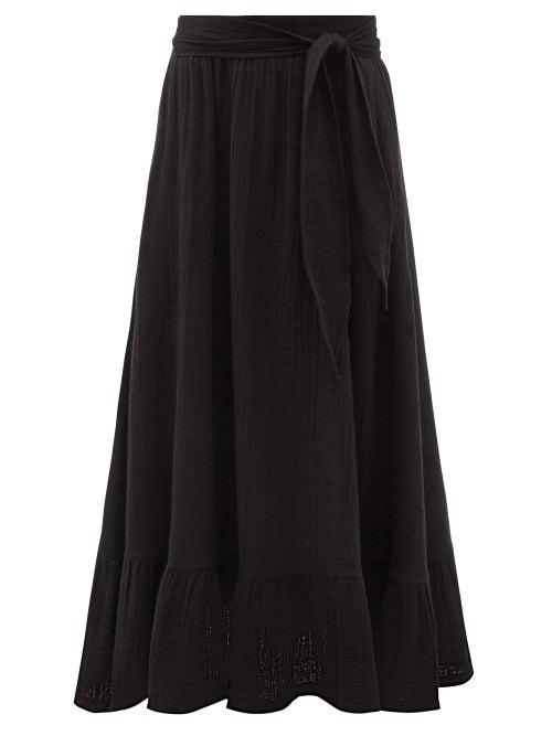 Matchesfashion.com Anaak - Betye Belted Cotton Maxi Skirt - Womens - Black