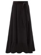 Matchesfashion.com Anaak - Betye Belted Cotton Maxi Skirt - Womens - Black