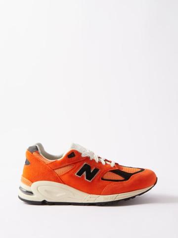New Balance - Made In Usa 990v2 Suede And Mesh Trainers - Mens - Orange