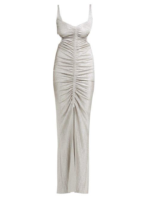 Matchesfashion.com Galvan - Sahara Ruched Lam Dress - Womens - Silver