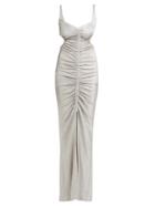 Matchesfashion.com Galvan - Sahara Ruched Lam Dress - Womens - Silver