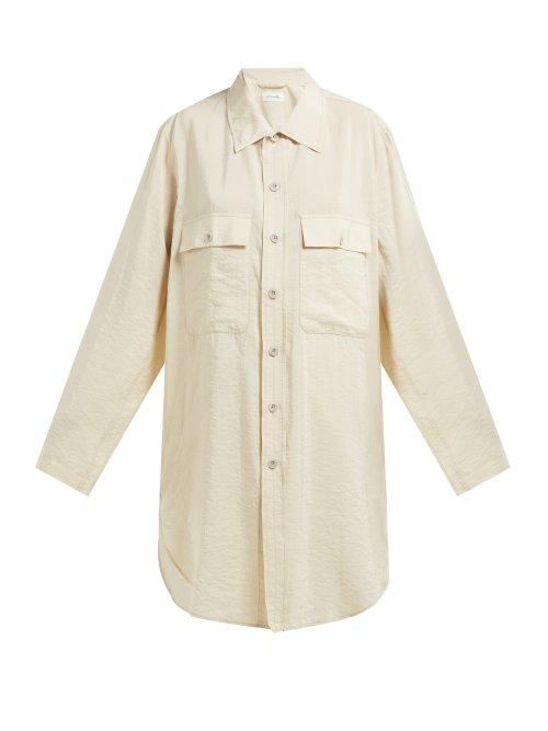Matchesfashion.com Lemaire - Oversized Silk Blend Longline Shirt - Womens - Beige