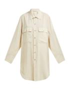 Matchesfashion.com Lemaire - Oversized Silk Blend Longline Shirt - Womens - Beige