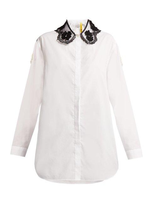 Matchesfashion.com 4 Moncler Simone Rocha - Lace Collar Cotton Shirt - Womens - White
