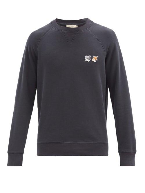 Matchesfashion.com Maison Kitsun - Double Fox Head-patch Cotton Sweatshirt - Mens - Navy