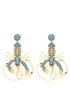 Matchesfashion.com Begum Khan - St. Barts Gold Plated Lobster Earrings - Womens - Blue