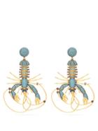 Matchesfashion.com Begum Khan - St. Barts Gold Plated Lobster Earrings - Womens - Blue