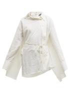 Matchesfashion.com Ann Demeulemeester - Deconstructed Striped Cotton Poplin Shirt - Womens - Ivory