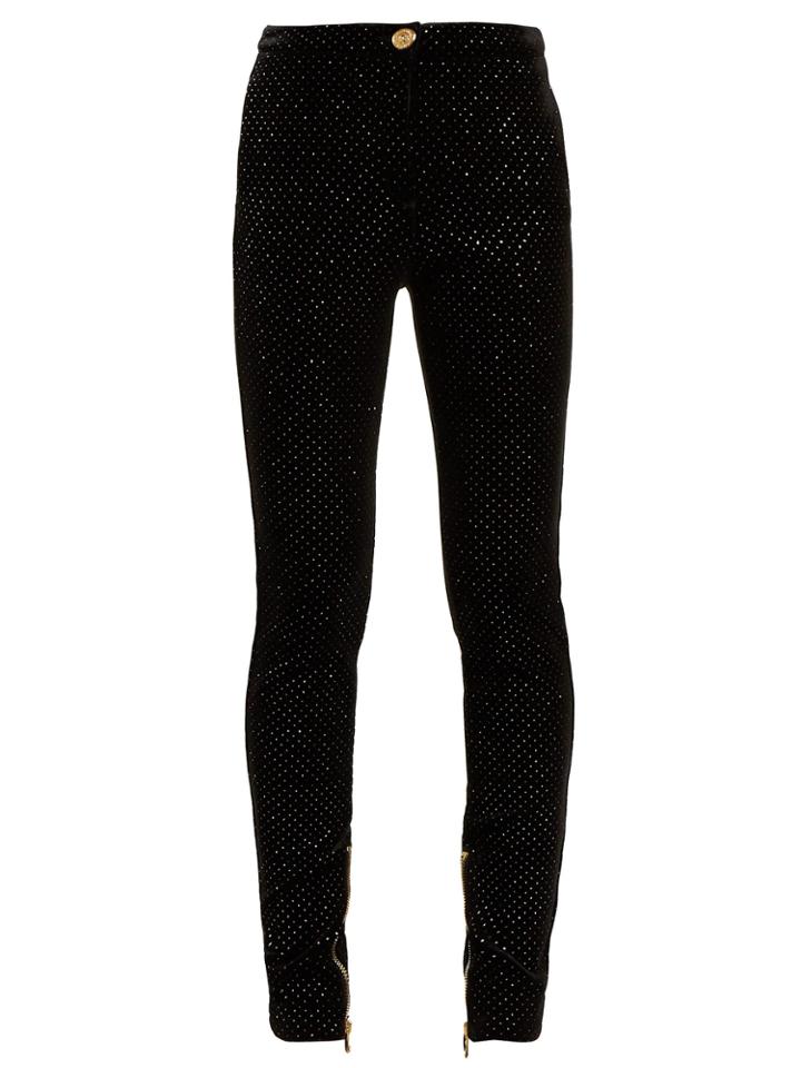 Balmain High-waisted Velvet Skinny Trousers