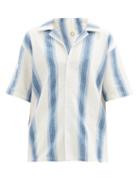 Matchesfashion.com Marrakshi Life - Gradient-stripe Cotton-blend Short-sleeved Shirt - Womens - Blue Stripe