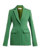 Matchesfashion.com Marina Moscone - Single Breasted Basque Shaped Twill Blazer - Womens - Green