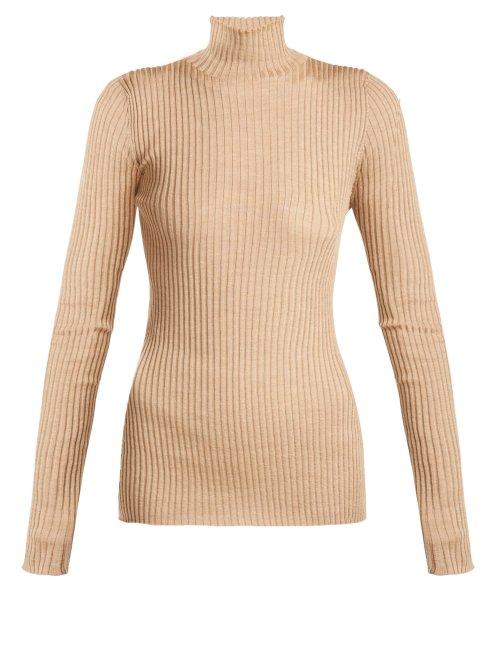 Matchesfashion.com Jil Sander - Silk And Wool Blend Roll Neck Sweater - Womens - Light Brown