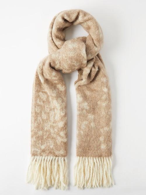 Brunello Cucinelli - Fringed Wool-blend Scarf - Womens - Beige Multi