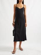 Toteme - V-neck Ribbed-knit Midi Dress - Womens - Black
