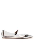 Matchesfashion.com Tabitha Simmons - Hermione Leather And Pvc Mary Jane Flats - Womens - Silver
