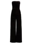 Matchesfashion.com Norma Kamali - Strapless Velvet Jumpsuit - Womens - Black
